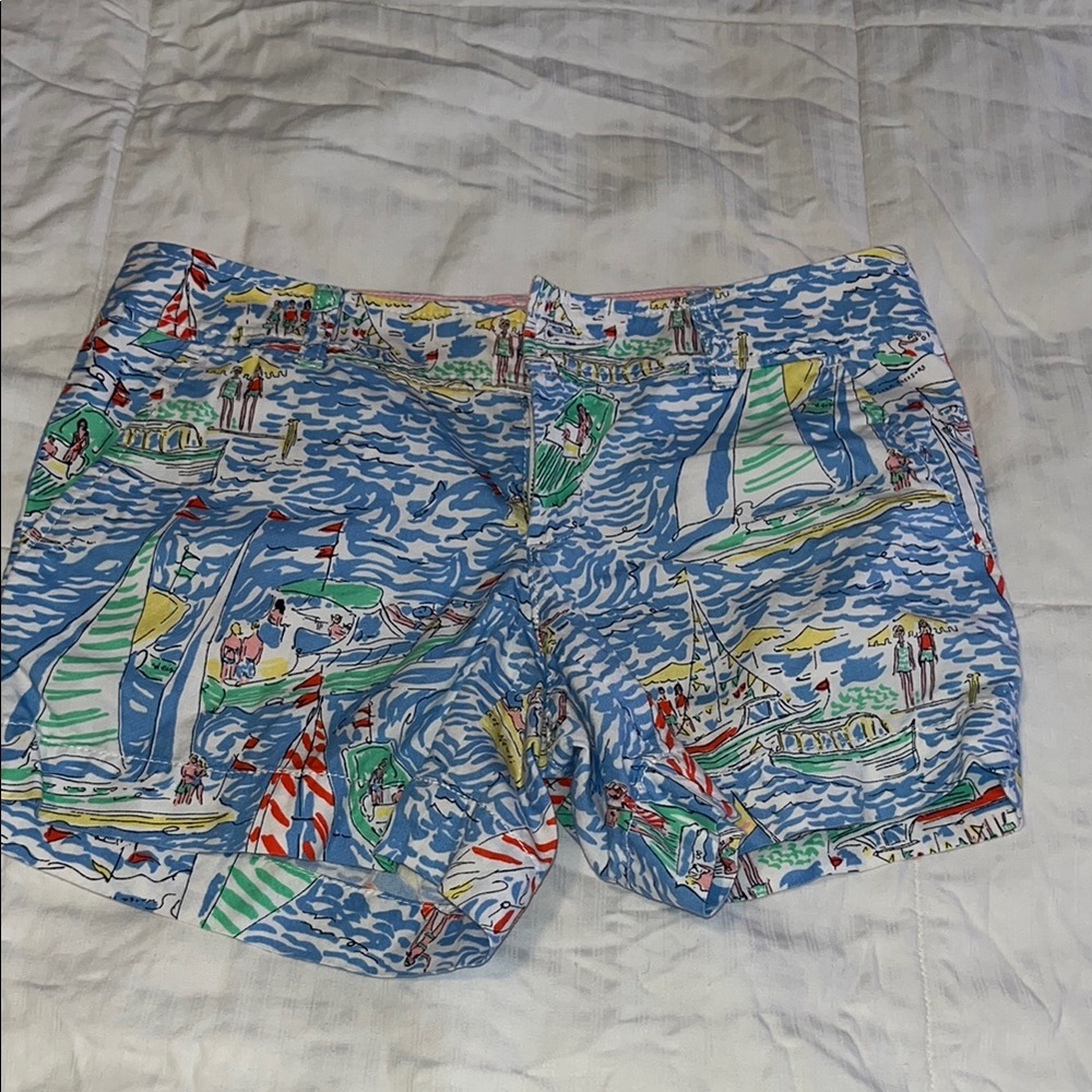 Lilly Pulitzer Blue and Red Bermuda Shorts Nautical Print size 4 EUC